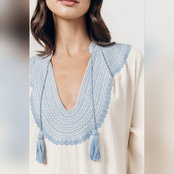 Mi Golondrina Beatriz Azul De Noel Caftan Maxi Dress Size Medium - Picture 4 of 12